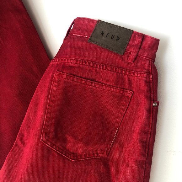 NEUW Red Straight Leg High Waist Jean - Picture 1 of 4